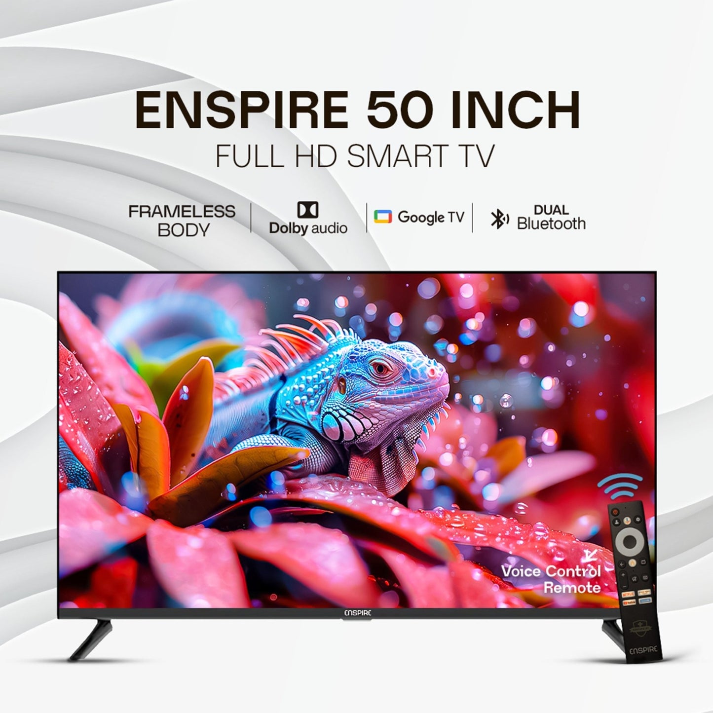Enspire 50 inch 4K Smart TV with Google OS + 4K resolution + 8GB ROM + 1.5 GB RAM