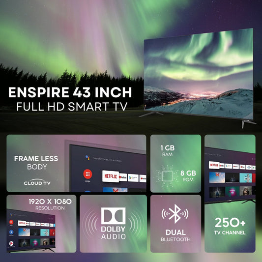 Enspire 43 inch Full HD Smart TV with Cloud OS + 8GB ROM + 1GB RAM + Voice Remote